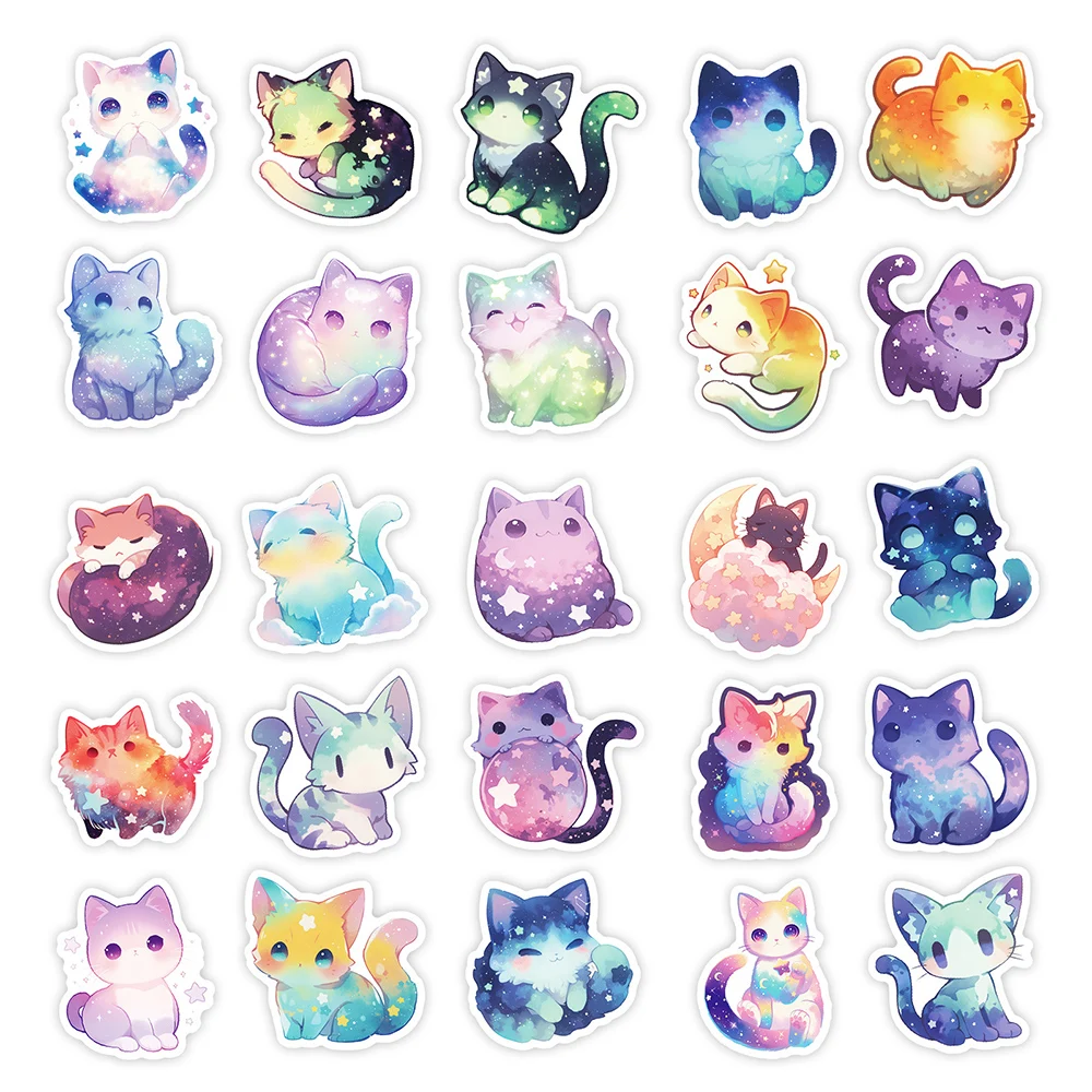 ملصقات قطة مرصعة بالنجم ملونة 10/30/50 ملصقات كرتون ظريفة للأطفال لعبة تصنعها بنفسك زجاجة ماء كمبيوتر محمول شارات جرافيتي للهاتف