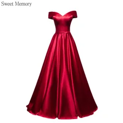 A138 Sweet Memory Sexy Long Satin Prom Evening Dresses Floor-Length Wedding Party Dress Bridesmaid Ball Gown