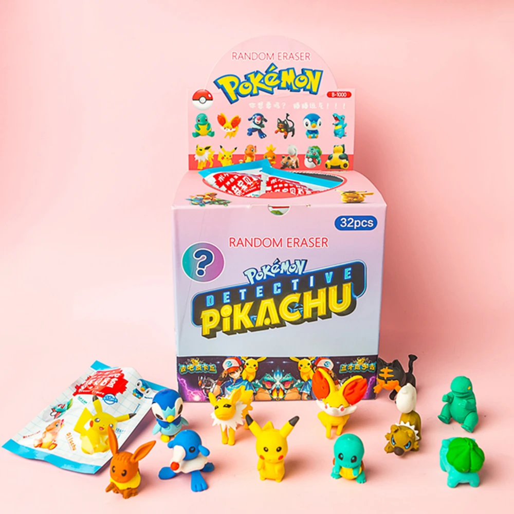 32Pcs/Set Anime Pokemon Pikachu Psyduck Charmander Diy Cartoon Pencil Eraser Action Figure Student Articles Stationery Kids image 5