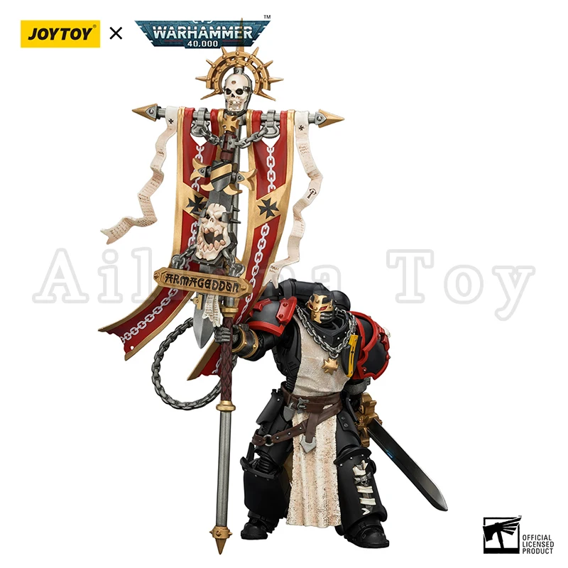 JOYTOY 1/18 Action Figure 40K Black Templars Crusader Ancient with Power Sword and Bolt Pistol Anime Model Toy