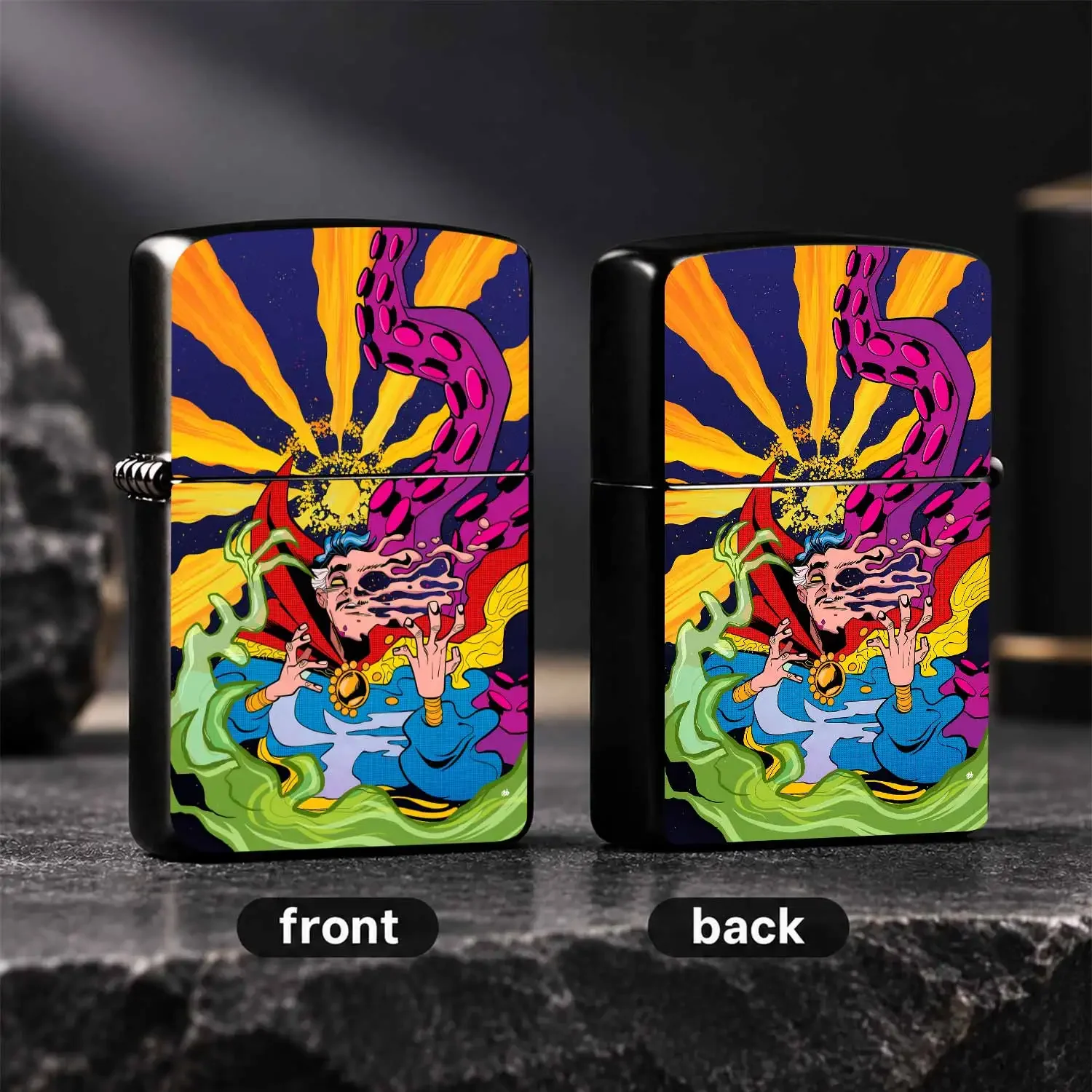 Retro Psychedelic Themed Lighter, Surreal Tentacle Magic Dimension Style Portable Ignition Tool, Ideal For Daily Use, Outdoor Camping, Unique Collectible Gift For Art Lovers, Pop Comic Fans, Creative Pocket Accessory For Any Scene Interesti
