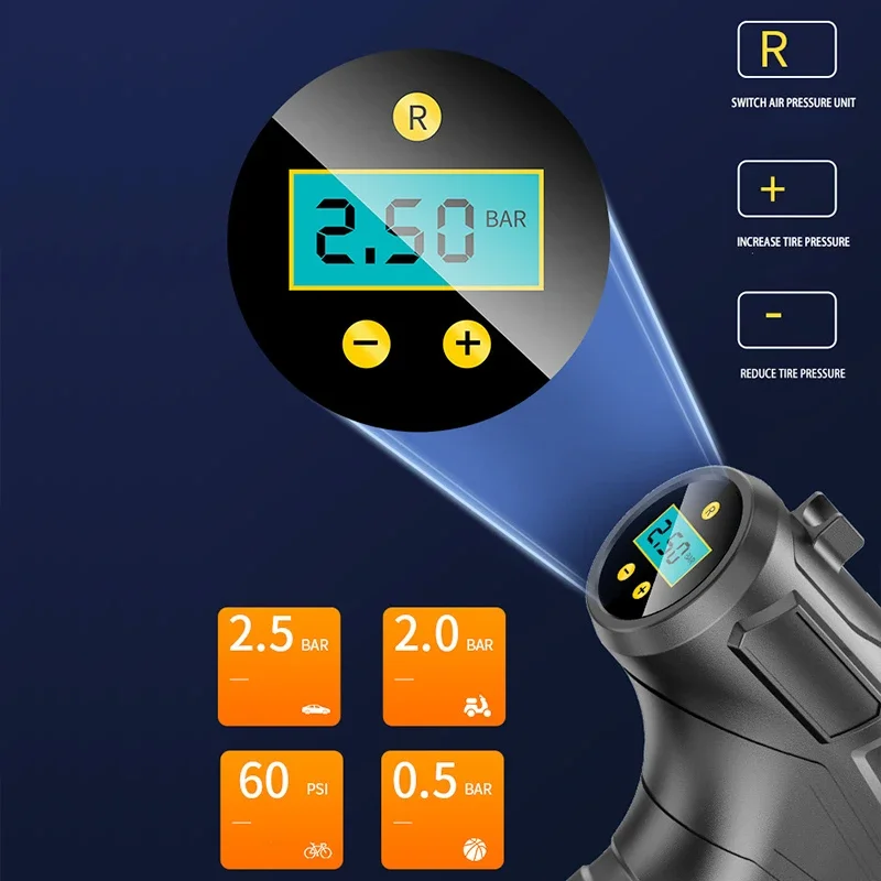 ضاغط هواء محمول محمول باليد من EAFC ، لاسلكي أو سلكي ، مضخة قابلة للنفخ ، نافخ إطارات ، رقمي للسيارة ، الدراجة ، الكرات ، من من من نوع EAFC W