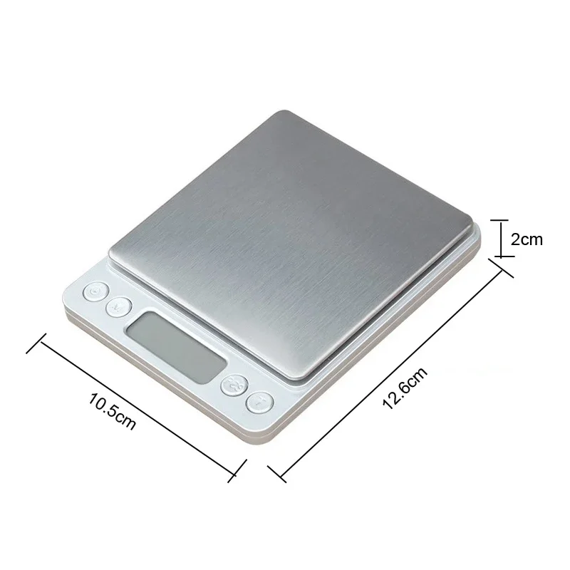 500g 0.01g Digital Scale Electronic Weight Scales 3kg 0.1g Pocket Case Jewelry Scale Food Kitchen Balance Silver With 2 Tray