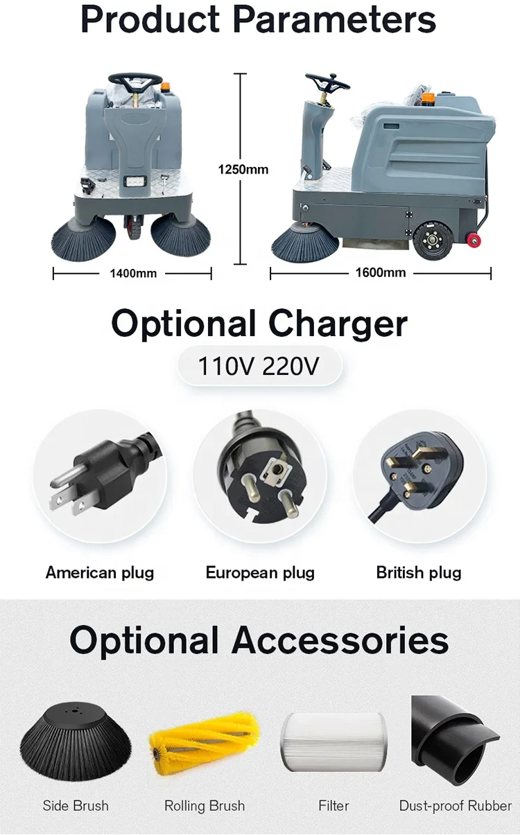 Industrial Street Sweeper Cleaning Machine Battery Electric Multi-function High-pressure Washing Sweeper