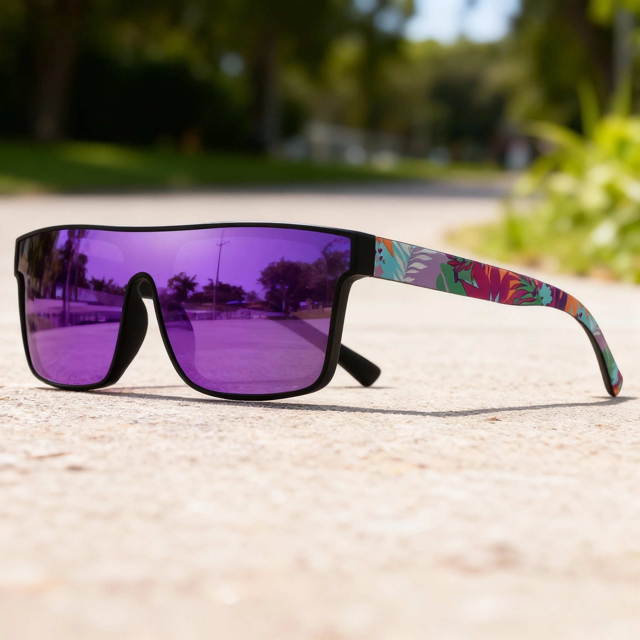 Classic Square Fashion Sports Sunglasses - Patterned Temples, Unisex for Cycling, Hiking, Travel - Perfect Gift image 6