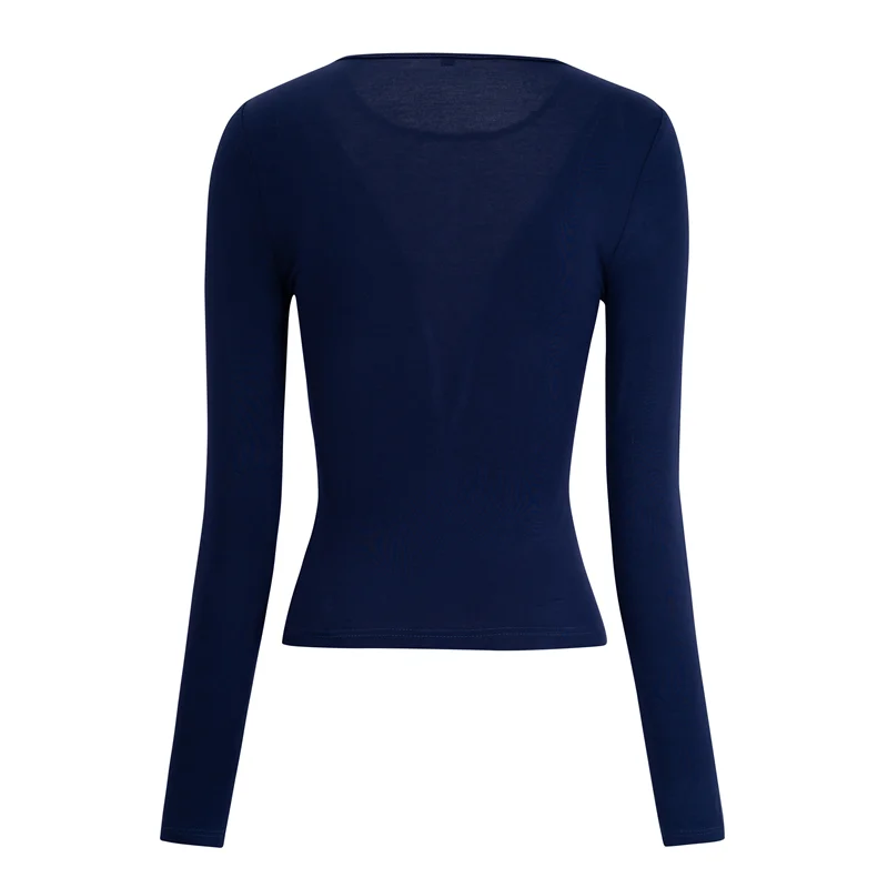 AOAO-Women Long Sleeve Mesh Deep V Neck Tight Fitted Shirts For Women 2025 Fashion Y2K Shirts