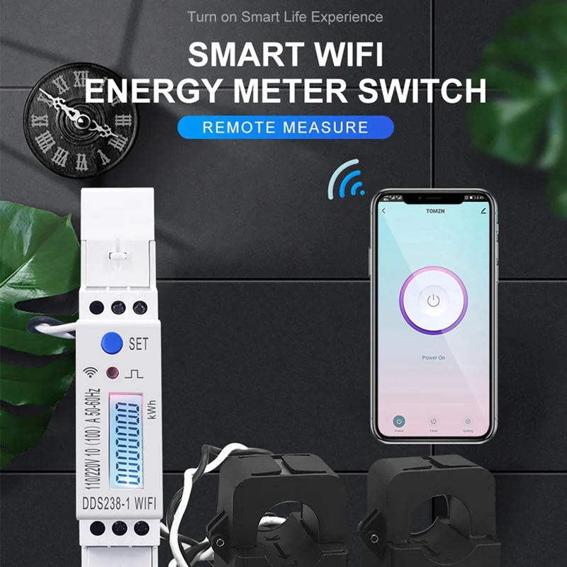 RISE-2X 2 Phase 3 Wires 110V+110V 100A Din Rail 18Mm Tuya WIFI Smart Energy Meter Power Consumption Monitor Kwh Meter