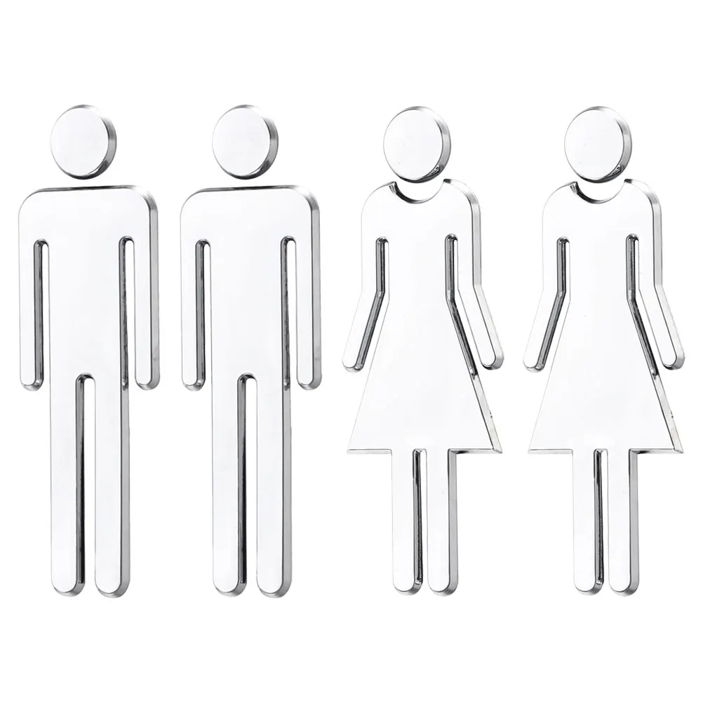 

Bathroom Plate Door Signs For Toilet Identification Acrylic Mirror Finish Washroom Sign Lavatory Sign Plates