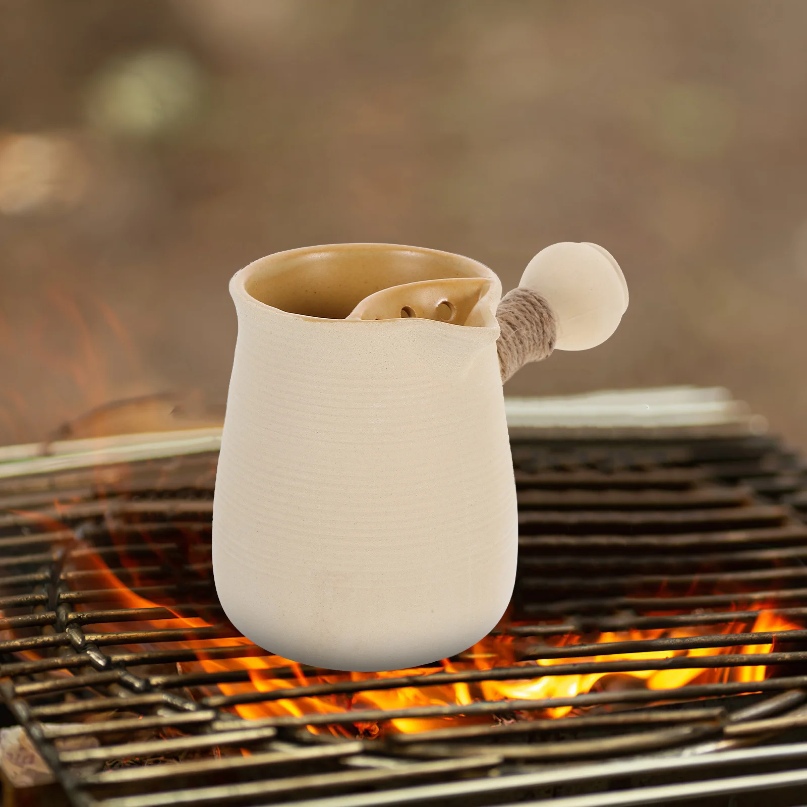 

Large Capacity Ceramic Tea Kettle Rustic Heat Resistant Boiling Pot for Stovetop Outdoor Camping Multifunctional Teapot