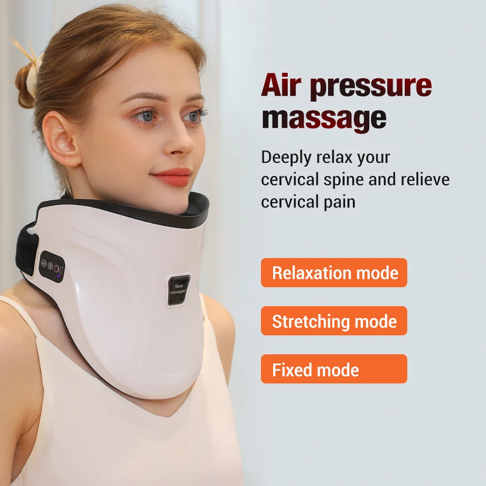 Electric Air Pressure Neck Traction Massager Heating Chiropractic Pain Relief Cervical Stretcher Correction Brace Pressotherapy