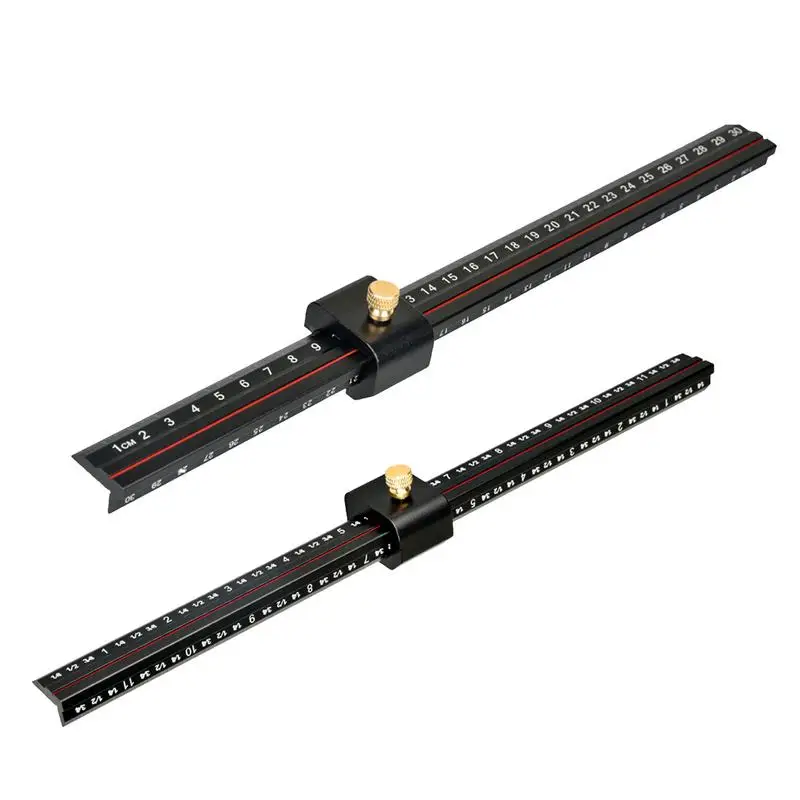 Edge Ruler Woodworking L-Type Metal Slide Stop Marking Ruler Woodworking Ruler With Slide Stops Inch And Metric Woodworking