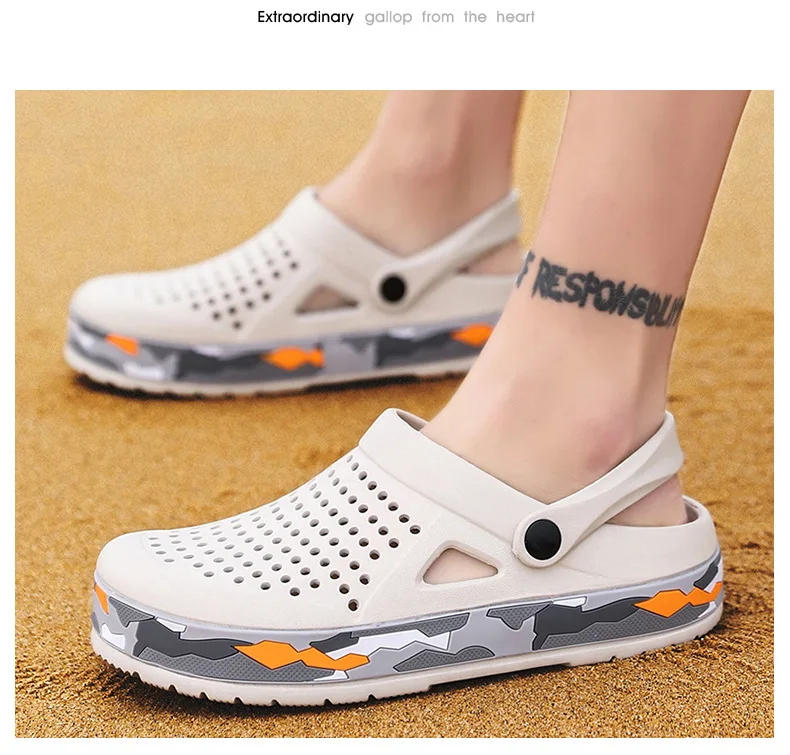 Herren-Slipper für den Sommer, Atmungsaktive Outdoor-Sandalen, Kühlende Outdoor-Fußbekleidung, Rutschfeste Strand-Slipper, Straight Drag – Detail 17