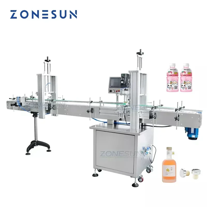 ZONESUN ZS-XG16DV Custom Auto Wine Bottle Cork Cap Pressing Capping Machine Wooden T Shape Plug Insert Line For Glass Bottle