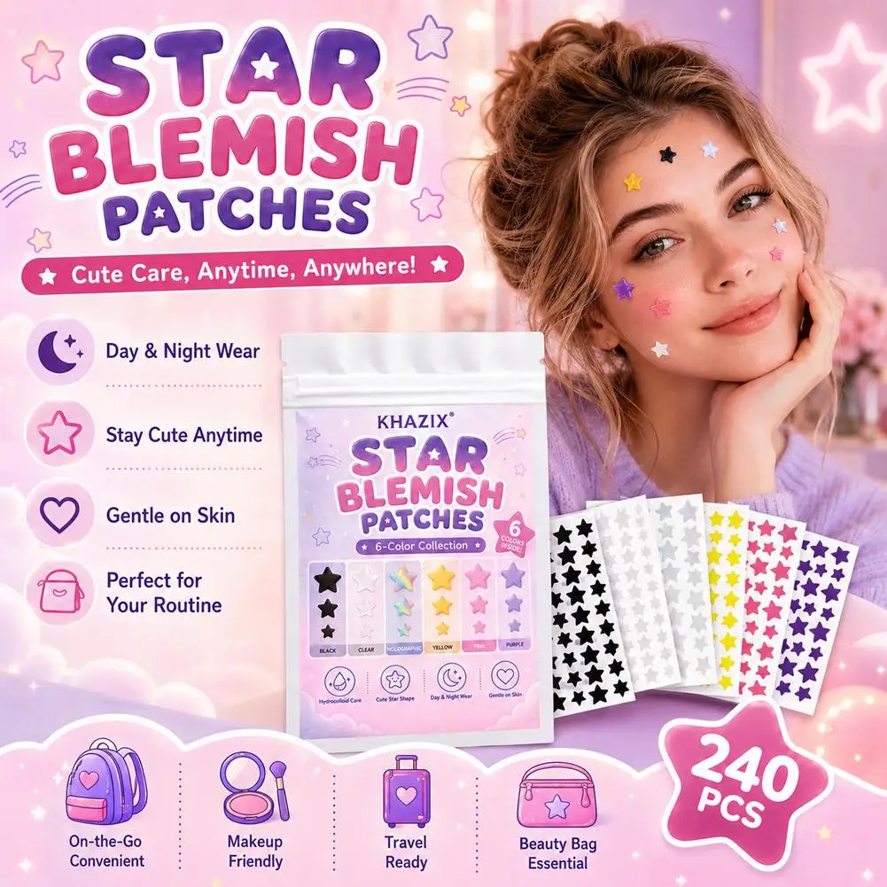 240PCS Star Pimple Patches For Face Hydrocolloid Absorbing Cover Tea Tree Hydrocolloid Acne Patch Cute Star Pimple