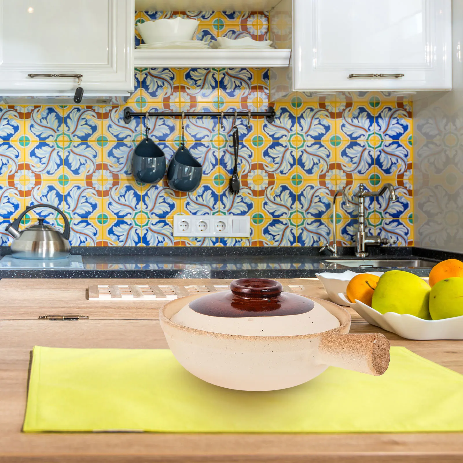 

Керамическая суповая кастрюля с крышкой, термостойкая глиняная рисоварка для дома и коммерческой кухни, 6,68X6,68 дюйма