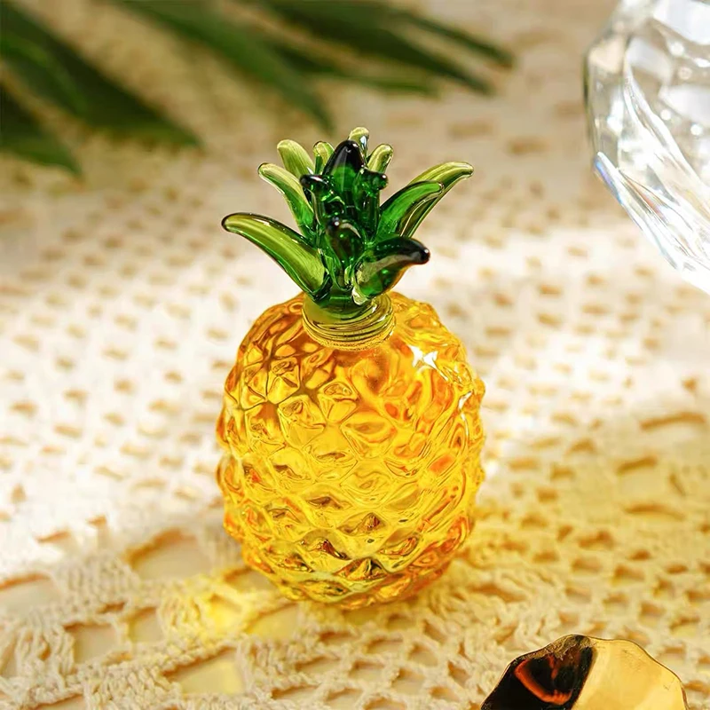 

Creative Miniatures Pineapple Model Crystal Craft Ornaments Yellow Green Ananas Comosus Desktop Decoration