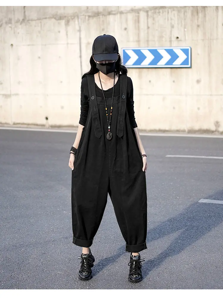 Damesjumpsuits Jeans Lange overalls Monochromatische werkkleding Flip-gesp Leuke print Verstelbaar Off-shoulder Oversized ontwerp
