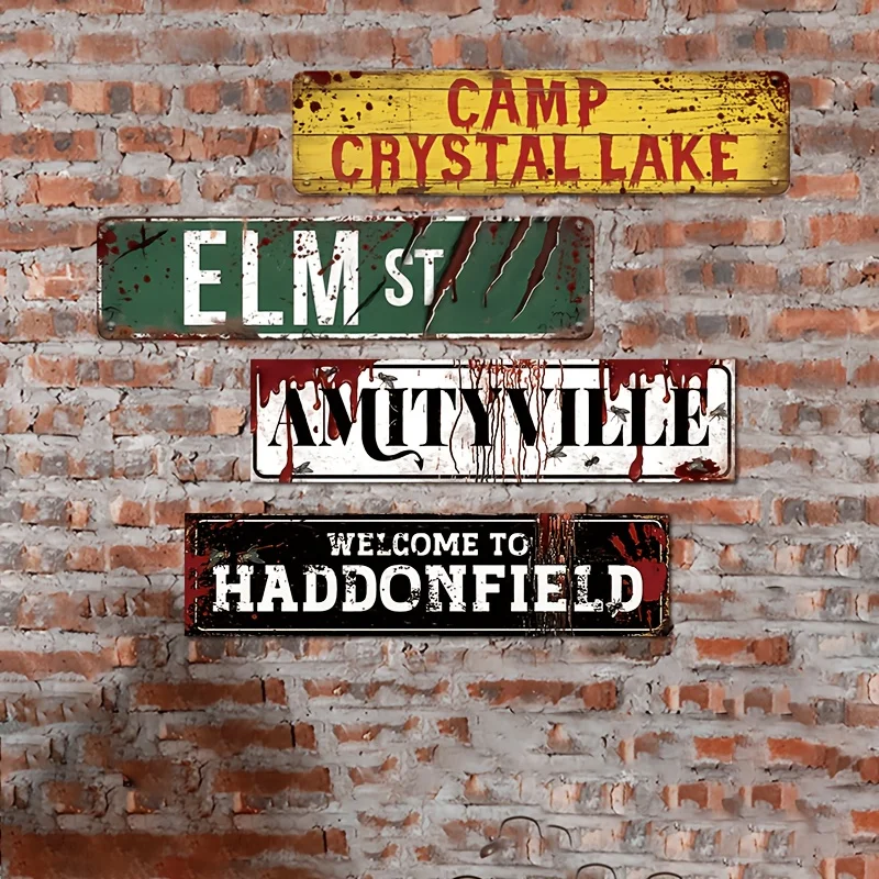 2D Flat, Vintage Movie Metal Tin Signs Retro Wall Art: 2D Flat, 4pcs - 4x16Inches With 