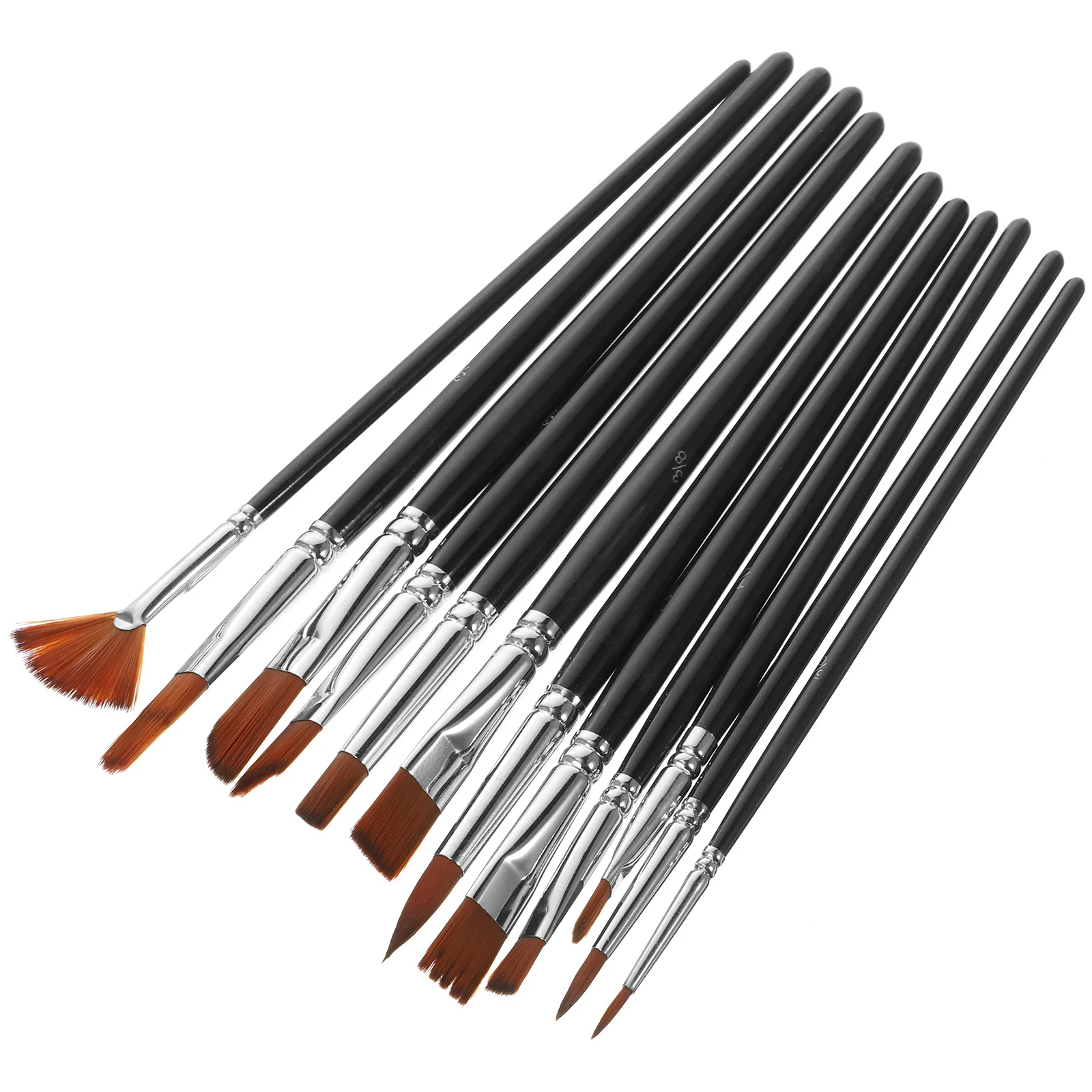 

12Pcs Artist Paintbrush Set Nylon Wood Flat Tip Paint Brushes for Oil Acrylic Watercolor Painting Supplies Kit
