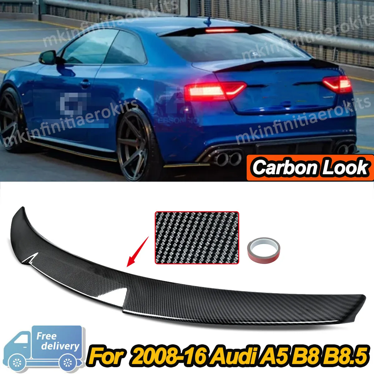 

Задний спойлер Carbon Look, крыло для Audi A5 B8 B8.5 для M4 Style, 2-дверный купе 2008 2009 2010 2011 2012 2013 2014 2015 2016 спойлер
