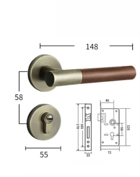 For Bedroom For Home 14.8*5.5*5.8cm Mute Door Lock Chinese Style Handle Advanced Lock Mechanism Ergonomic Handle