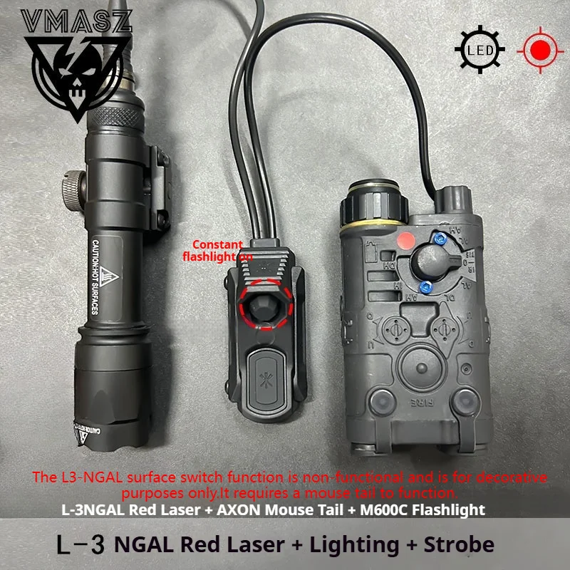 

Element Tactical L3 NGAL PEQ Red,Green Laser Strobe for Surefir M300, M600, and AXON Hunting Flashlight with DualFunction Switch