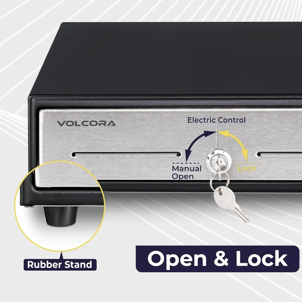 Gaveta de dinheiro POS frontal de aço inoxidável com 4 contas e 5 bandejas de moedas para sistemas de vendas no varejo