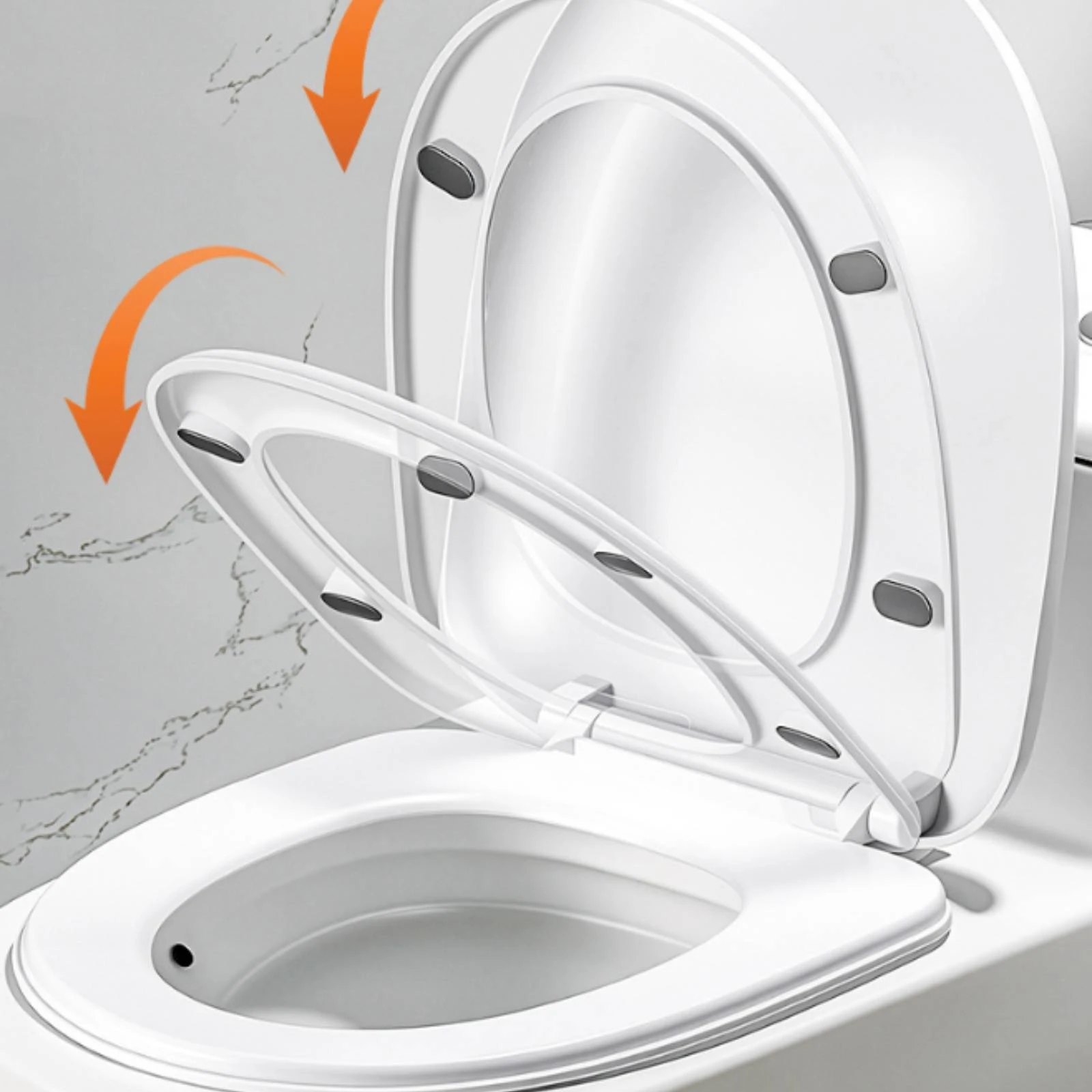 Soft-Close Toilet Seat Smooth Plastic Soft Close Toilet Seat Bathroom Fixture Screw-Based Fittings Long-Lasting