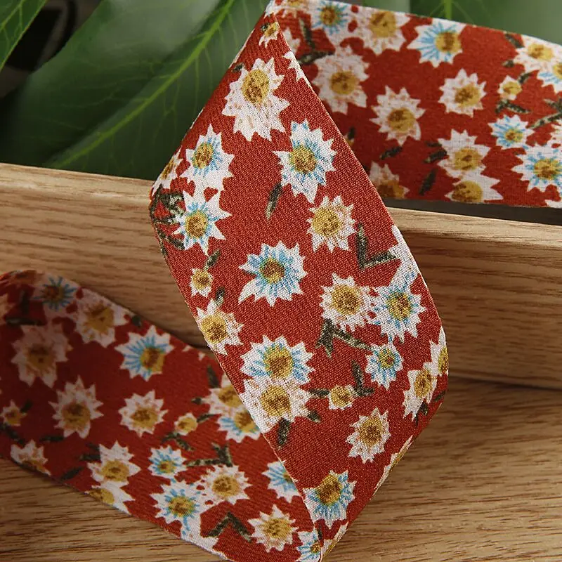 10 Yards 25MM 40MM Double Sided Flowers Ribbon DIY Handmade Materials Headwear Hair Bows Clothing Accessories Home Crafts