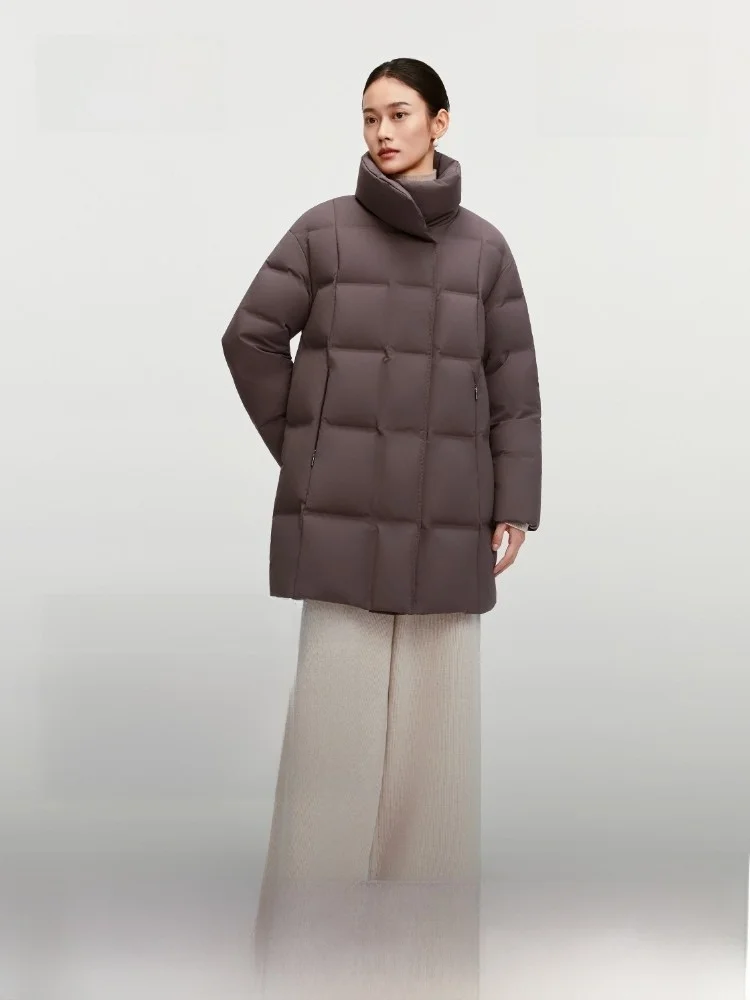 

Женская пуховая куртка Bosideng с государственной субсидией, средней длины, из гусиного пуха, однотонная, элегантная, повседневная, теплая, утолщенная, на молнии