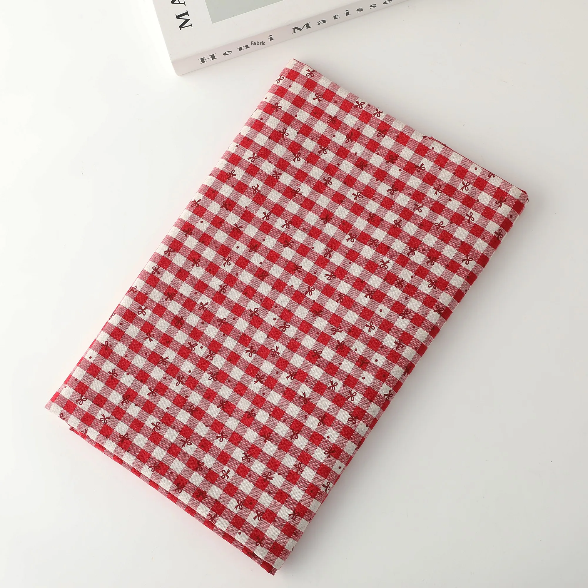 

Ткань из хлопка и полиэстера с принтом «Красный узел», для рукоделия, пошива одежды, изготовления повязок для волос, в корейском и японском стиле, тканая, однотонная