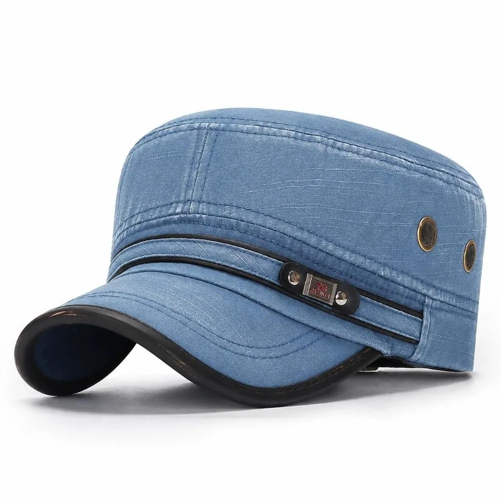Spring Summer Cotton Breathable Peaked Cap Cadet Hat Baseball Cap Sun Cap
