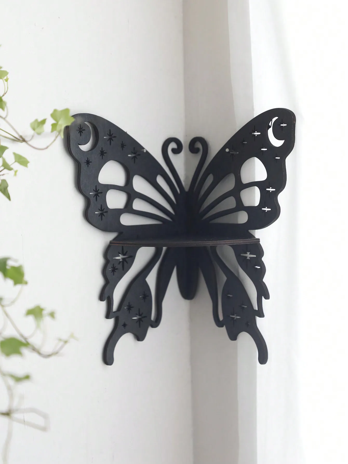 Black Butterfly Wood Wall Hanging Shelfcorner Shelves Home Storage Rack Corner Storage Rack Candles Crystal Shelf Display Crafts