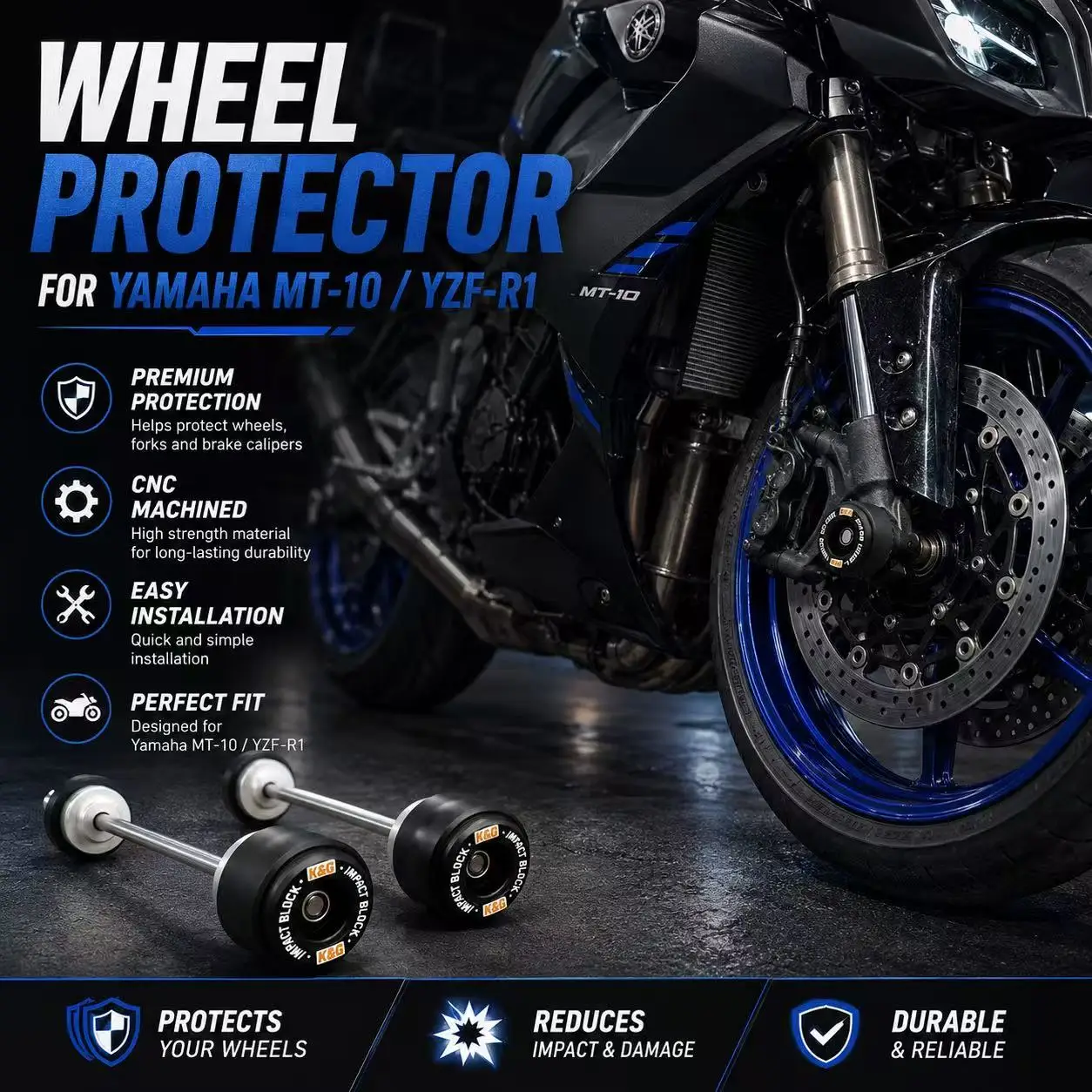 Motorcycle Front Wheel Protector Axle Slider Crash Guard For Yamaha MT-10 YZF-R1 R1 CNC Impact Block