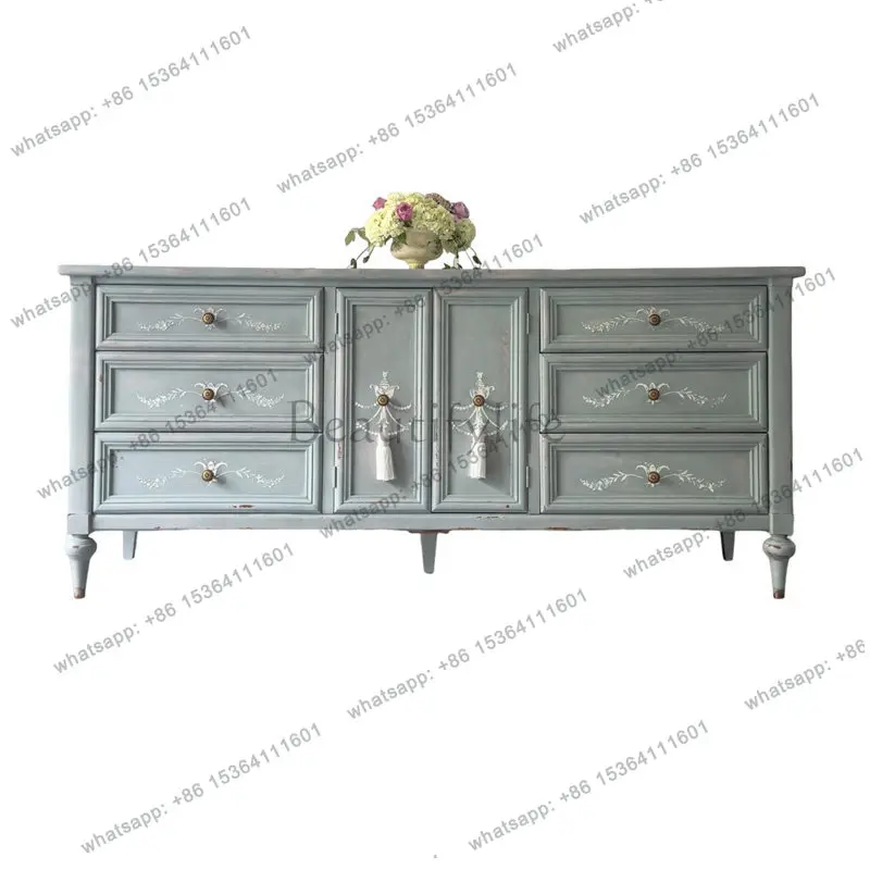 

French retro living room solid wood locker American country restaurant side storage cabinet