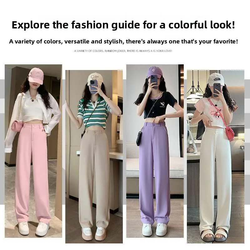 

Matting Reticulated Slim Fit Suit Pants High Waist Long Trousers for Women Summer Thin Fabric Faion Ladies Premium Clothing