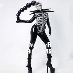 Nightclub Halloween Party Skull Skeleton Cosplay Suit Female Singer Gogo Dancer Costumes Outfits Pole Dance Clothing DWY8269