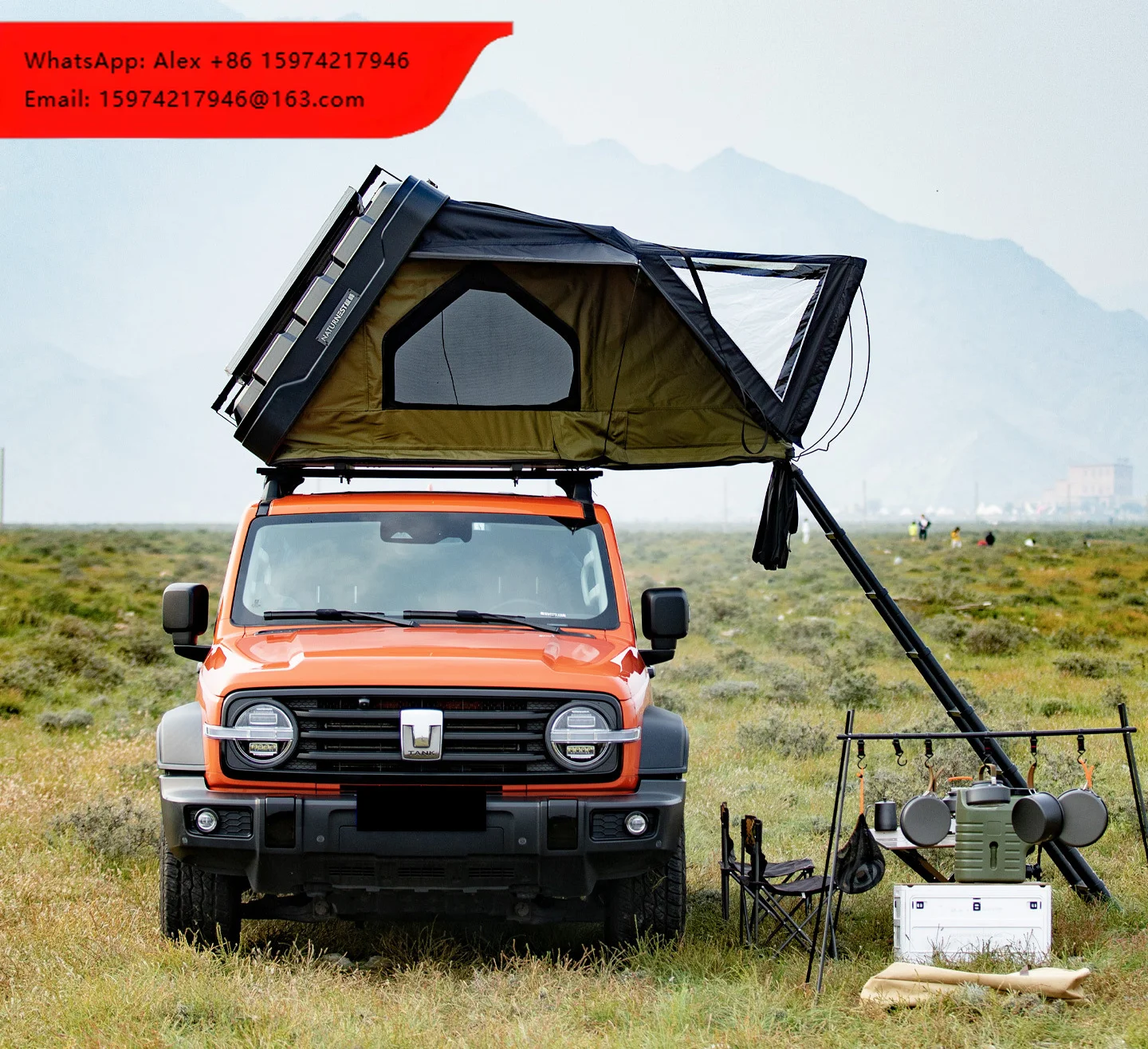Roof Top Tent Side Open Premium Large Space Aluminum Rooftop Tent Hard Shell With Roof Rack