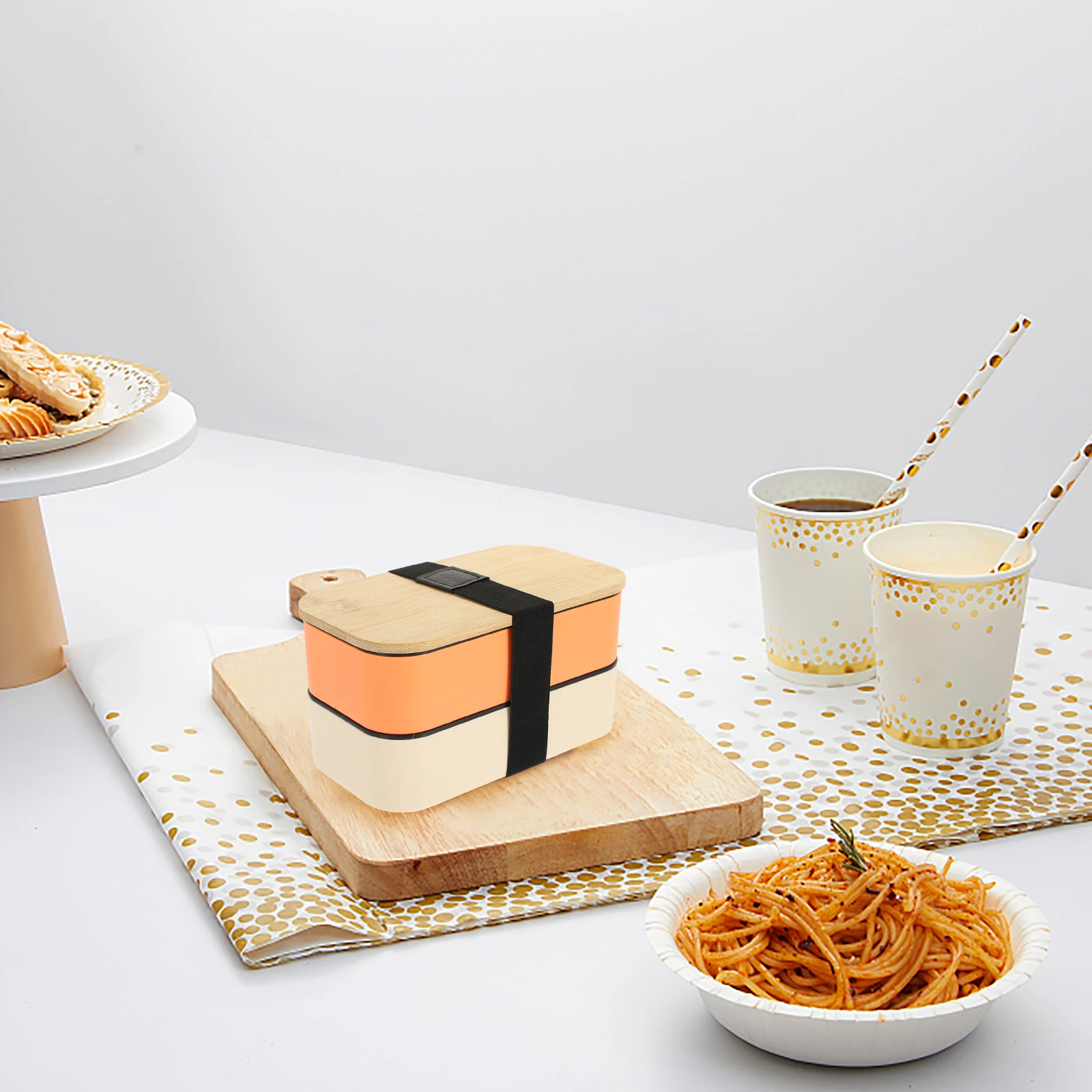 

Double Layer Wooden Lid Lunch Box High Grade Material No Odor Two Layer Structure Independent Lid Ventilation Design Sealing