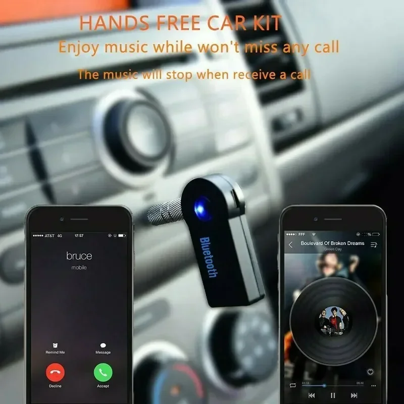 AUX Car Bluetooth Receiver,3.5mm Socket 5.0 Wireless Bluetooth Adapter,Audio Converter Mobile Phone Hands-Free Stereo