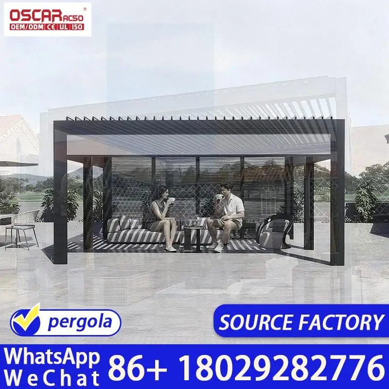 2026 Latest Design Automatic App Controlled Weather Sensing Luxury Heavy Duty Waterproof Aluminum Pergola for Projects pergola