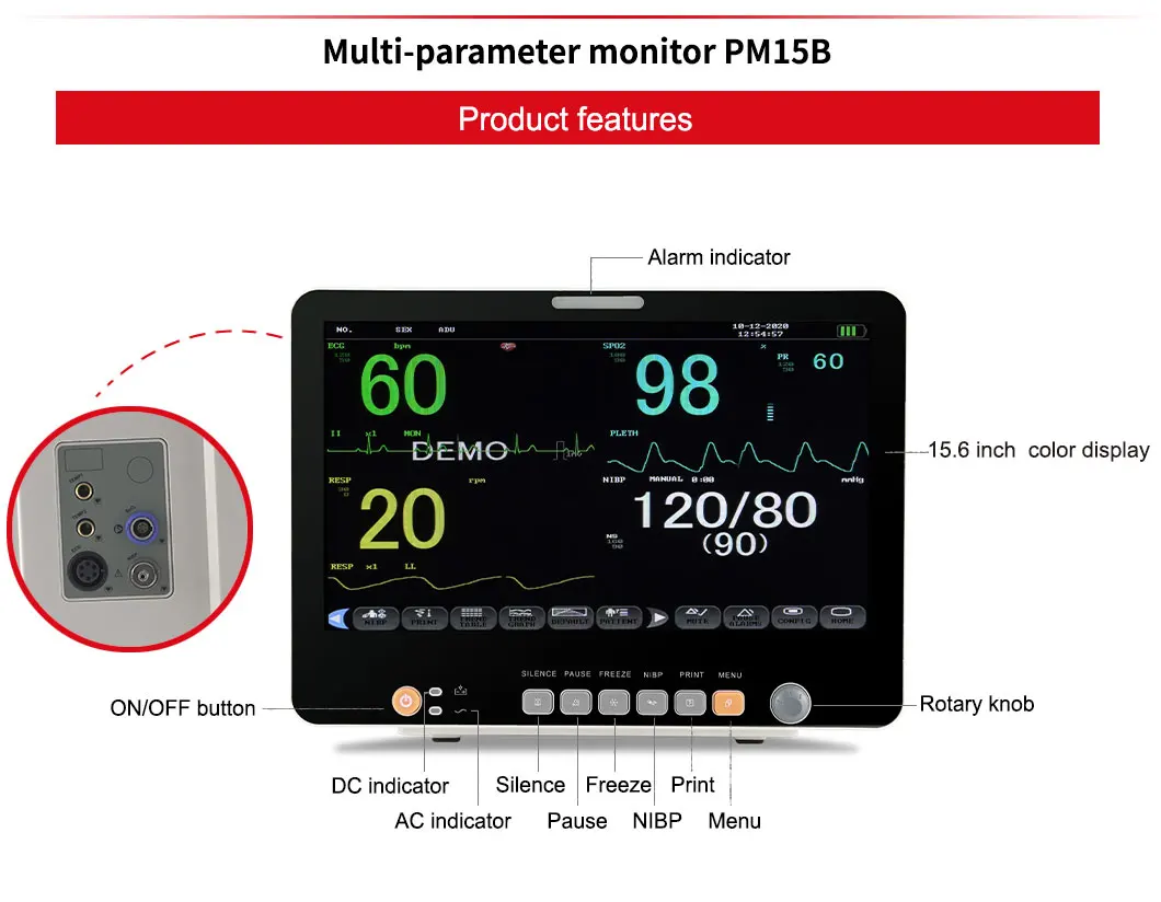 15.6 Inch 15.6 inch large screen Multi-parameter  monitor blood pressure testing Multi-parameter monitor