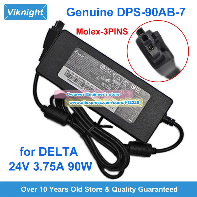 Genuine Delta DPS-90AB-7 Power Adapter 24V 3.75A 90W Laptop Charger 3AC00669300 3AA02766300 Molex 3 Pins Power Supply