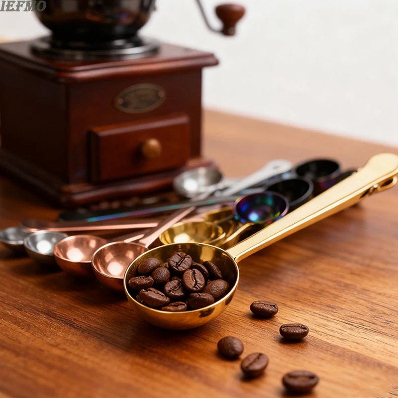 Stainless Steel Measuring Spoons Set Multi-purpose for Coffee Flour Sugar with Sealing Clip Food  Measuring Scoop Kitchen Gadget