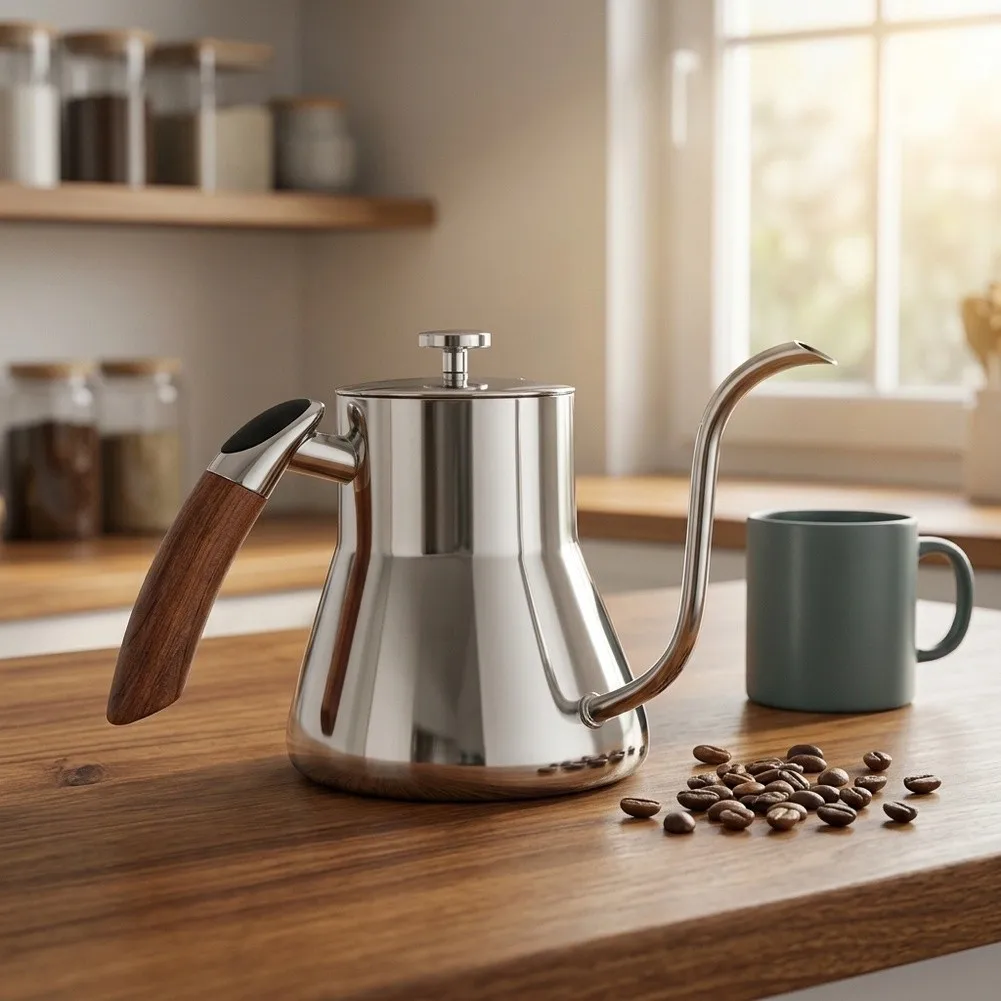 1 Piece 800ml Stainless Steel Gooseneck Coffee Pot For Pour Over Hand Drip Brewing Home Office Kitchen Accessories