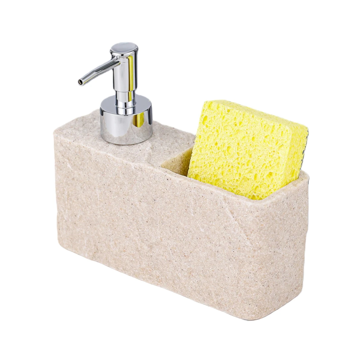 

Bathroom Decor 17x5.5x14.5cm Bathroom Pump Bottle 2 In 1 Soap And Sponge Holder Resin Soap Dispenser Compact Size
