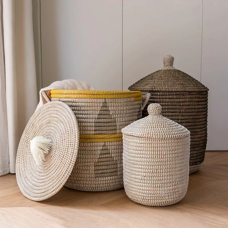 

BM120 Корзина для белья плетеная Woven Household Laundry Basket with Lid для игрушек и белья домашний стиль