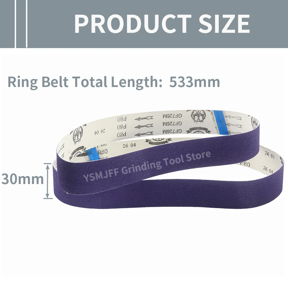 533x30mm Ceramic Sanding Belts, P80-P400 Flexible Cloth Backing Abrasive Belts for Metal Polishing, Stainless Steel Deburring