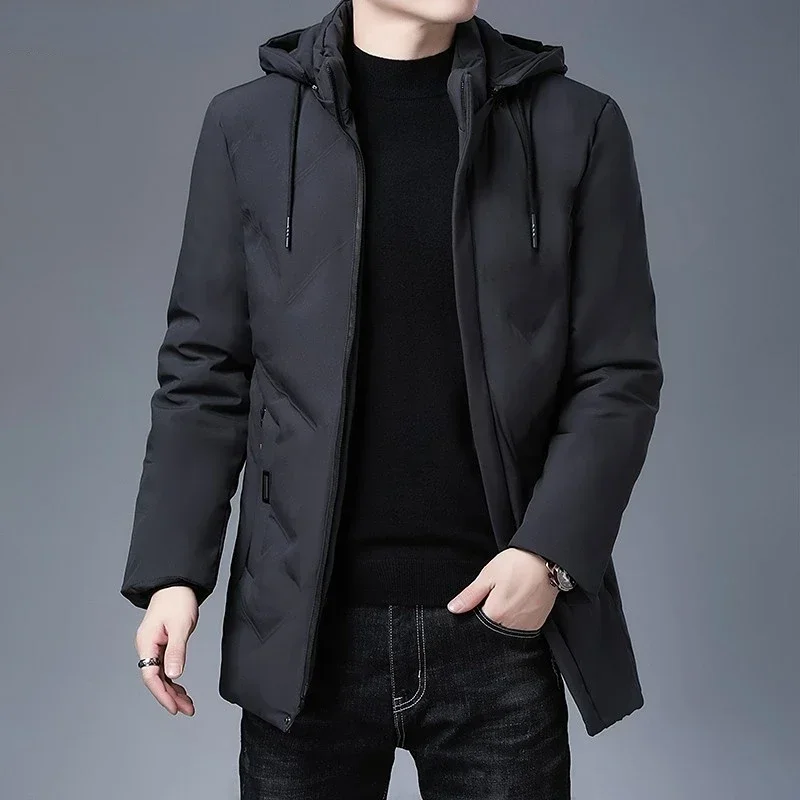 Parkas à capuche décontractés pour hommes, coupe-vent, vêtements d'extérieur longs et épais, vêtements d'hiver, qualité supérieure, nouvelle marque de mode, combinaison de mode