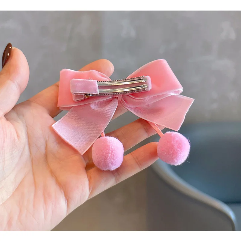 18 Pairs/Lot ( 36PCS ), 2026 New Velvet Ribbon Bow Clips Handtied Bow Hairpins For Children Girls Hair Accessories Holiday Gift